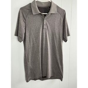 Lululemon Metal Vent Tech Polo Shirt Mens Small Gray Heather Short Sleeve Golf